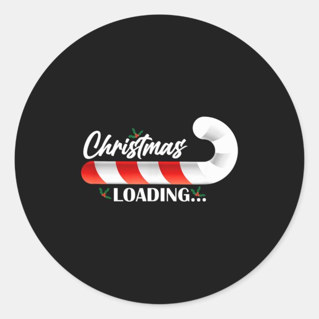 Sticker Rond Christmas Loading Fir Tree Candy Cane  (Devant)