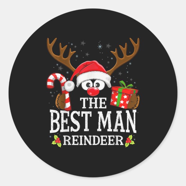 Sticker Rond Christmas Matching The Man Reindeer Family  (Devant)