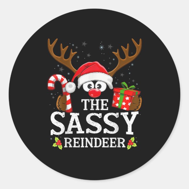 Sticker Rond Christmas Matching The Sy Reindeer Family  (Devant)