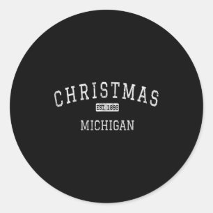 Sticker Rond Christmas Michigan Mi Vintage