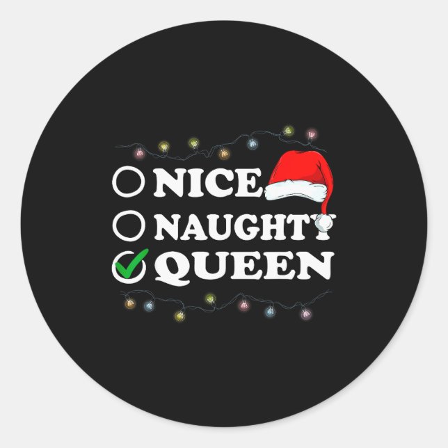 Sticker Rond Christmas Nice Or Naughty Or Queen Pajama  (Devant)
