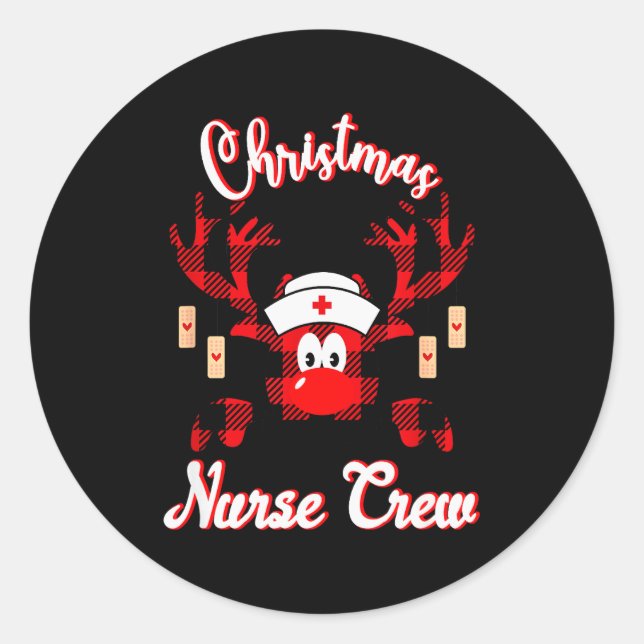 Sticker Rond Christmas Nurse Crew - A Reindeer Nurse Buffalo Pl (Devant)