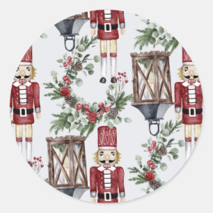 Sticker Rond Christmas nutcrackers and lanterns