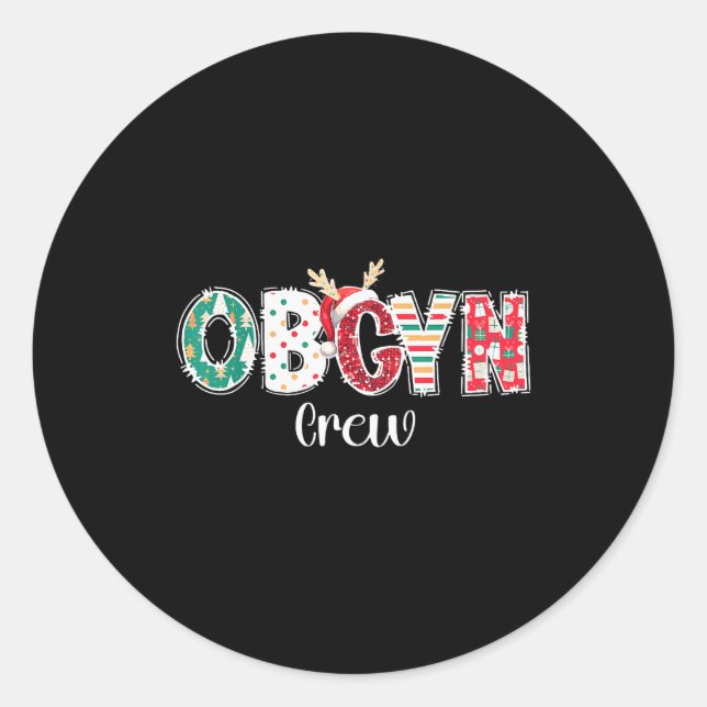 Sticker Rond Christmas Obgyn Crew Obstetrics Ob Gyn Group Team  (Devant)