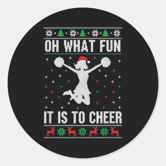 Sticker Rond Christmas Oh What Fun It Is To Cheer - Cheerleadin (Devant)