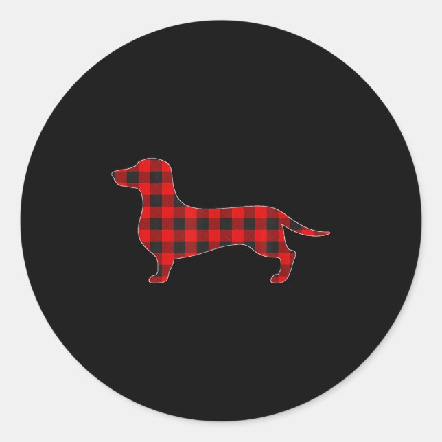 Sticker Rond Christmas Pajama Dachshund Dog Tee Dogs Pajamas Xm (Devant)