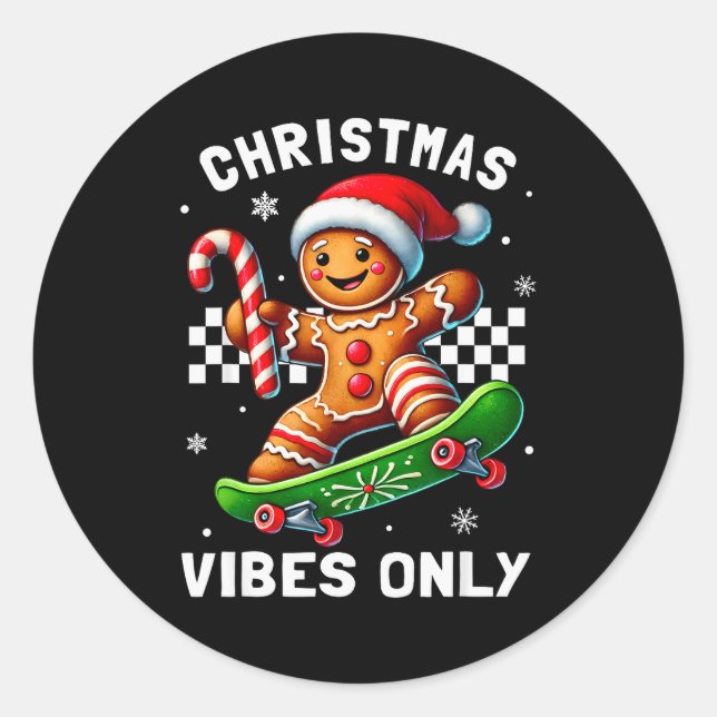 Sticker Rond Christmas Pajamas Funny Gingerbread Ginger Christm (Devant)
