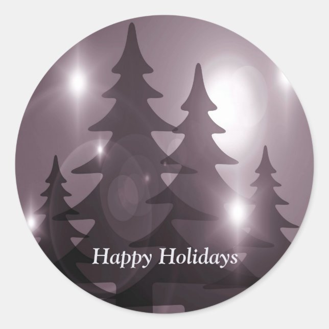 Sticker Rond Christmas Party Pink Trees Holiday Winter Elegant (Devant)