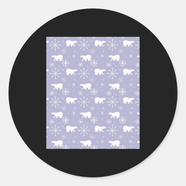 Sticker Rond Christmas Pattern With Lar Bears And Snowflakes  (Devant)