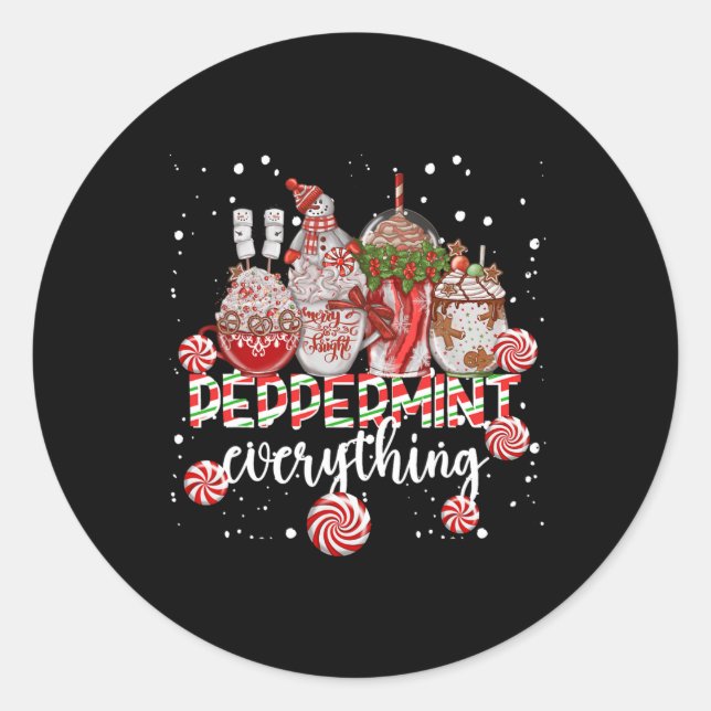 Sticker Rond Christmas Peppermint Everything Coffee Chocolate M (Devant)