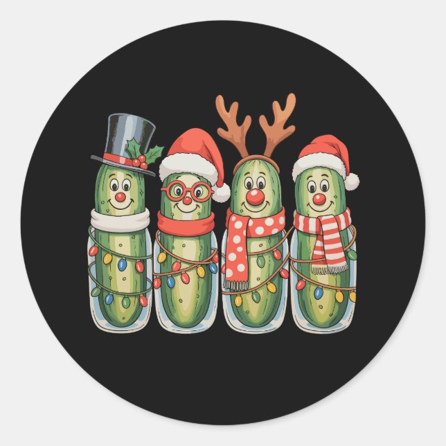 Sticker Rond Christmas Pickles Funny Xmas Festive Holiday (Devant)
