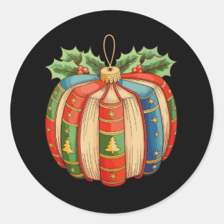 Sticker Rond Christmas Pumpkin Book Reading Lovers Xmas Teacher
