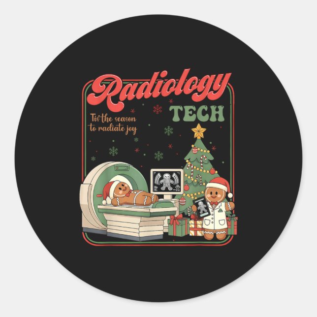 Sticker Rond Christmas Radiology Tech Funny Gingerbread Man Rad (Devant)