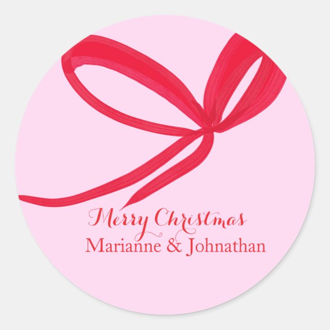 Sticker Rond Christmas Red Bows Hand Drawn (Devant)