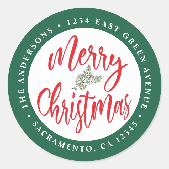 Sticker Rond Christmas Red & Green Return Adresse (Devant)