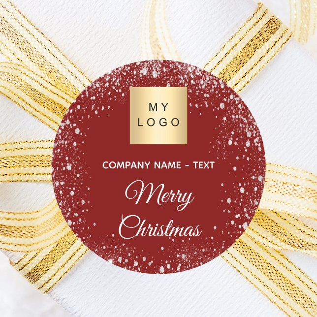 Sticker Rond Christmas red silver glitter business logo (Créateur téléchargé)