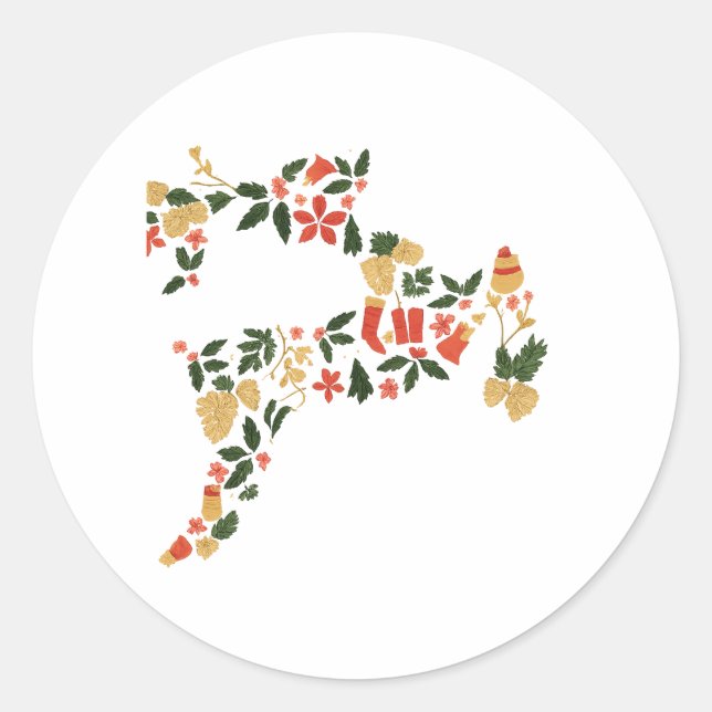 Sticker Rond Christmas Reindeer Collage Hoodie – Festive Holida (Devant)