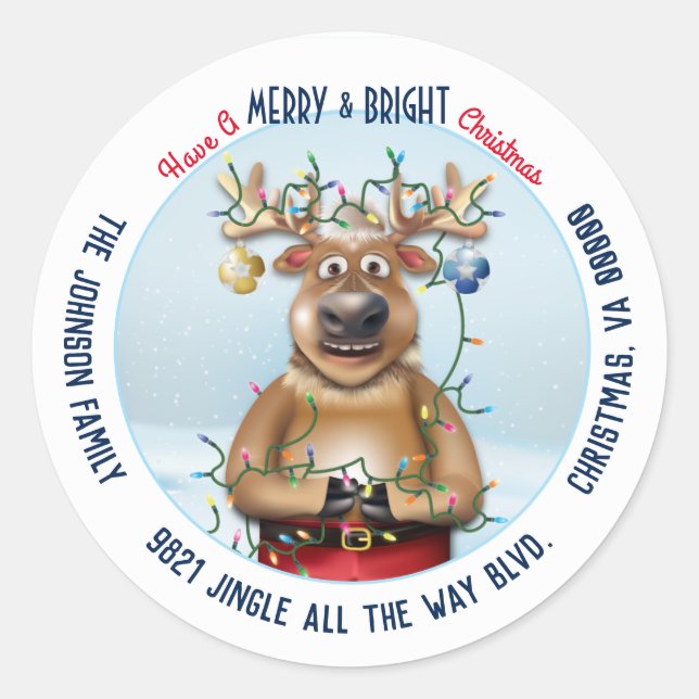Sticker Rond Christmas Rudolph The Red Nse Reindeer Adresse (Devant)