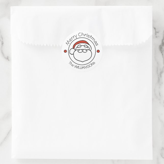 Sticker Rond Christmas Santa Claus with Red Hat (Sac)