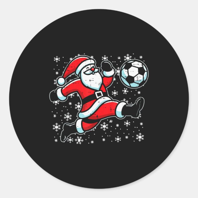 Sticker Rond Christmas Santa Football Kick Xmas Soccer Men Boys (Devant)