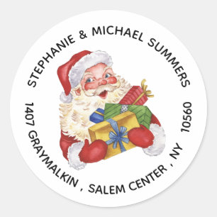 Sticker Rond  Christmas Santa Watercolor Round Return Address 
