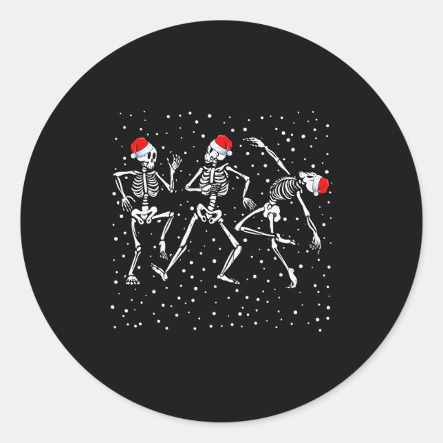 Sticker Rond Christmas Skeleton Dancing Funny Xmas  (Devant)