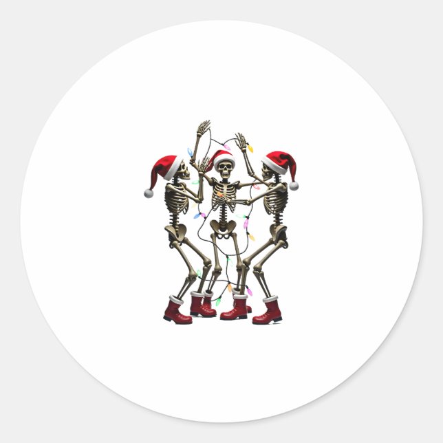 Sticker Rond Christmas Skeleton Santa Dancing Lights (1) (Devant)