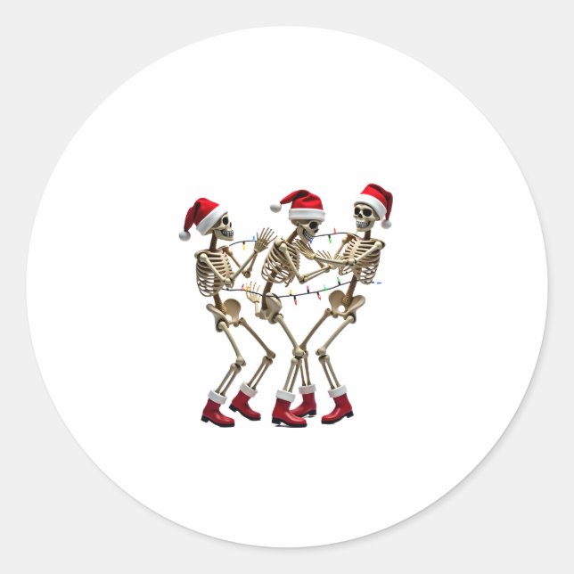 Sticker Rond Christmas Skeleton Santa Dancing Lights (2) (Devant)