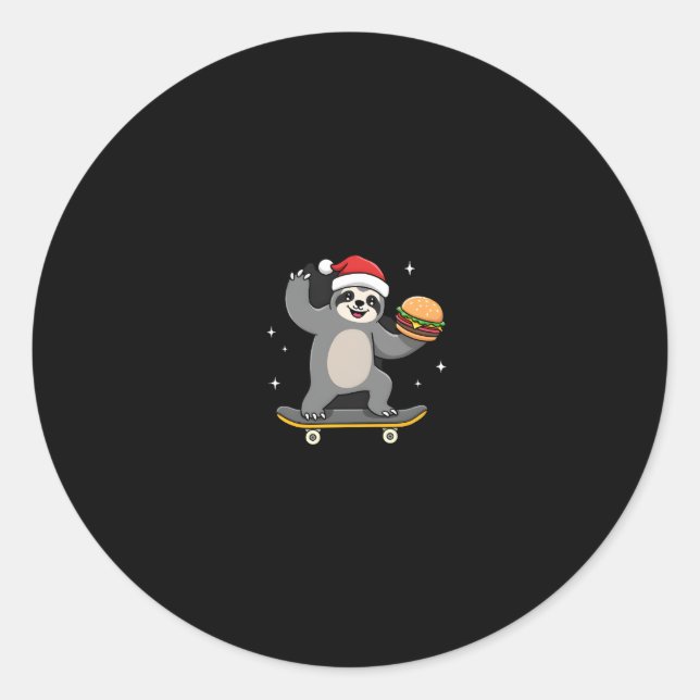 Sticker Rond CHRISTMAS SLOTH Funny Christmas Skateboard Sloth ( (Devant)
