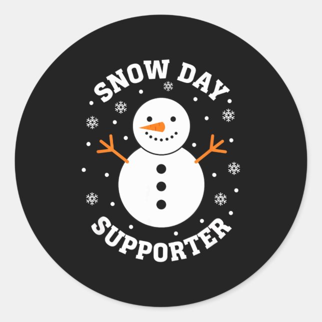 Sticker Rond Christmas Snow Day Suprter Snowflake Snowman Funny (Devant)
