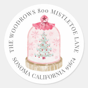 Sticker Rond Christmas Snow Globe Adresse de retour