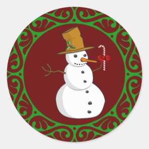 Sticker Rond Christmas Snowman
