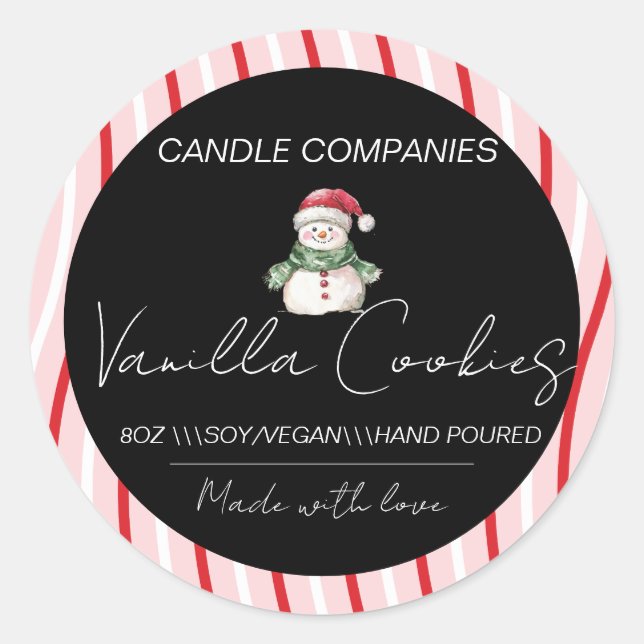 Sticker Rond Christmas  Snowman Candle Maker Business  (Devant)