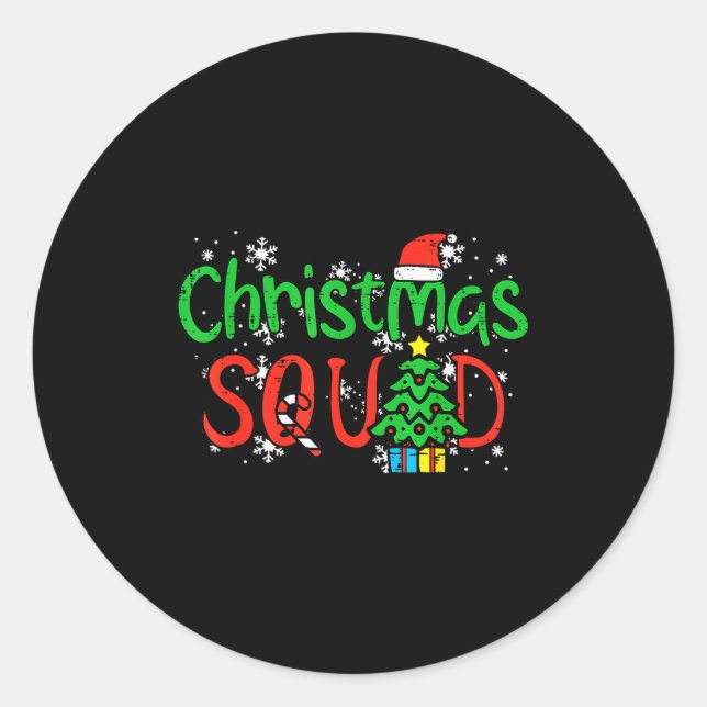 Sticker Rond Christmas Squad Family Xmas Crew Men Women Boys Gi (Devant)