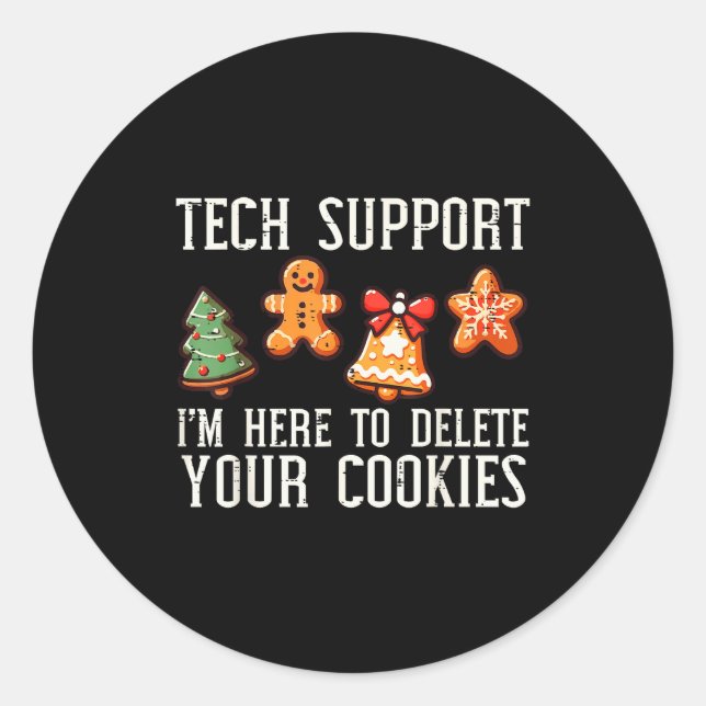 Sticker Rond Christmas Tech Suprt Here To Delete Cookies Xmas M (Devant)