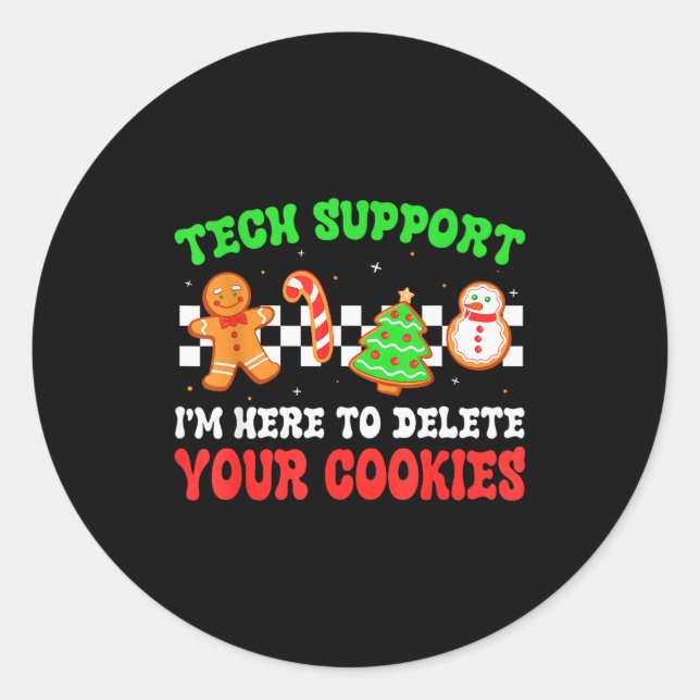 Sticker Rond Christmas Tech Suprt Here To Delete Cookies Xmas M (Devant)