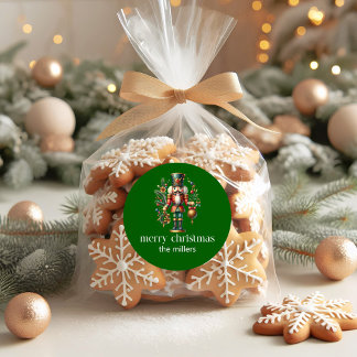 Sticker Rond Christmas Theme Cute Nutcracker Retro Typography 
