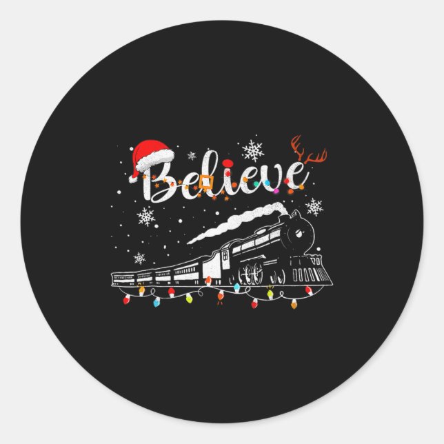 Sticker Rond Christmas Train Christmas Believe Express Xmas San (Devant)