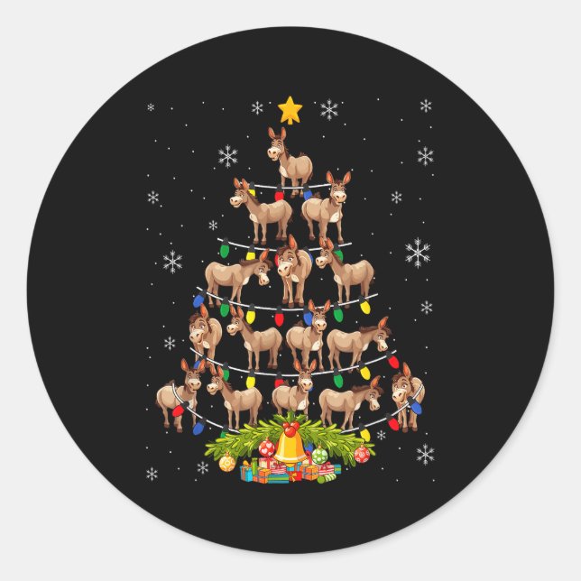 Sticker Rond Christmas Tree Santa Hat Lights Xmas  (Devant)