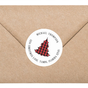 Sticker Rond Christmas Tree Simple Holiday Return Adresse