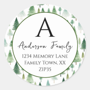 Sticker Rond Christmas Trees Adresse de famille