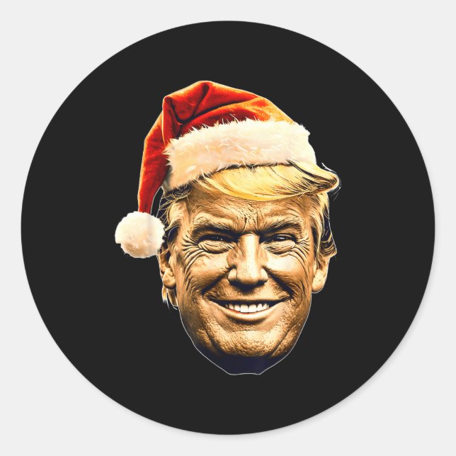 Sticker Rond Christmas Trump Face Santa Funny Xmas Meme Men Wom (Devant)
