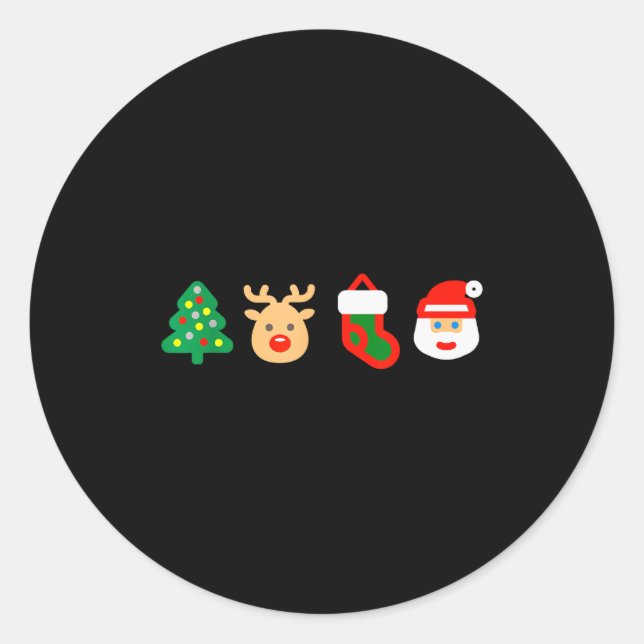 Sticker Rond Christmas Xmas Santa, Tree, Stocking, Reindeer Des (Devant)