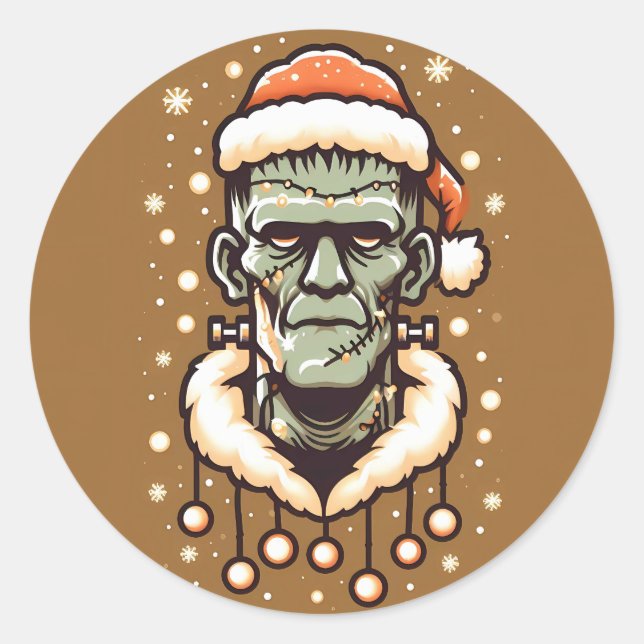 Sticker Rond Christmassy Frankenstein (Devant)