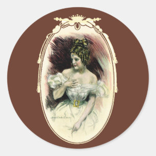 Sticker Rond Christy Girl vintage, portrait de mariage antique