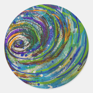 Sticker Rond Chroma Vortex Art Abstrait