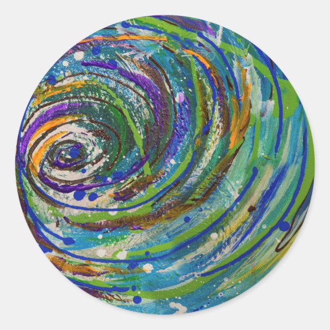 Sticker Rond Chroma Vortex Art Abstrait (Devant)