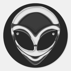 STICKER ROND CHROME ALIEN HEAD
