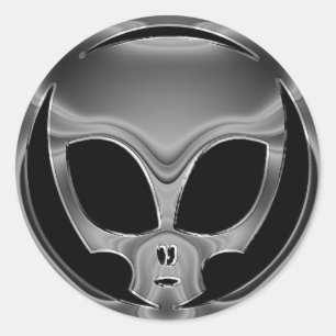 STICKER ROND CHROME ALIEN HEAD