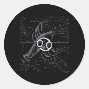 Sticker Rond Chrome comme Cancer Zodiac Connexion Hevelius